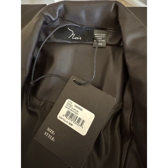NOIR Suit Jacket Blazer M Medium Dark Chocolate Brown Vegan Leather NEW - Picture 13 of 14